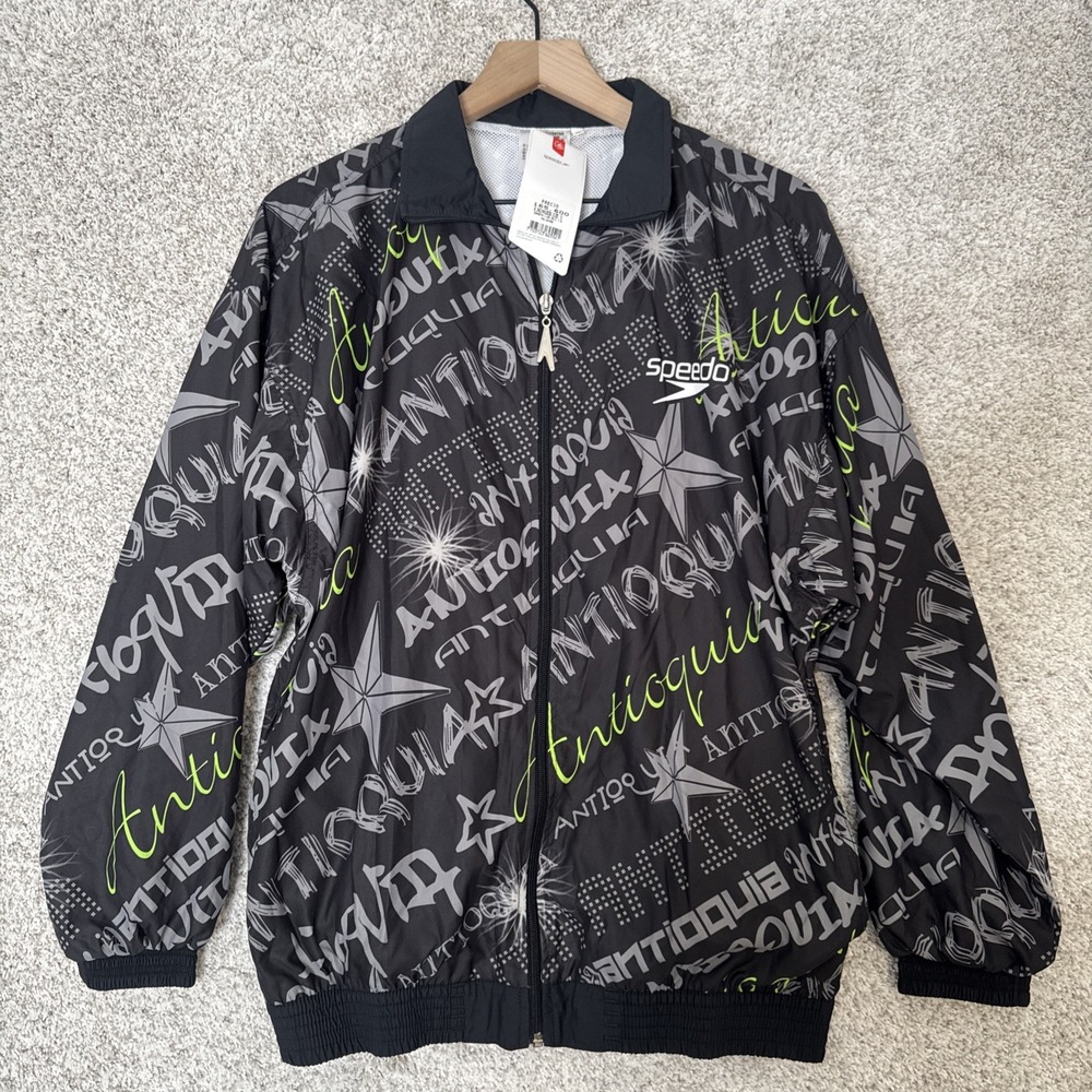 Speedo Jacket Small Black & Gray Full‎ Zip Tracksuit